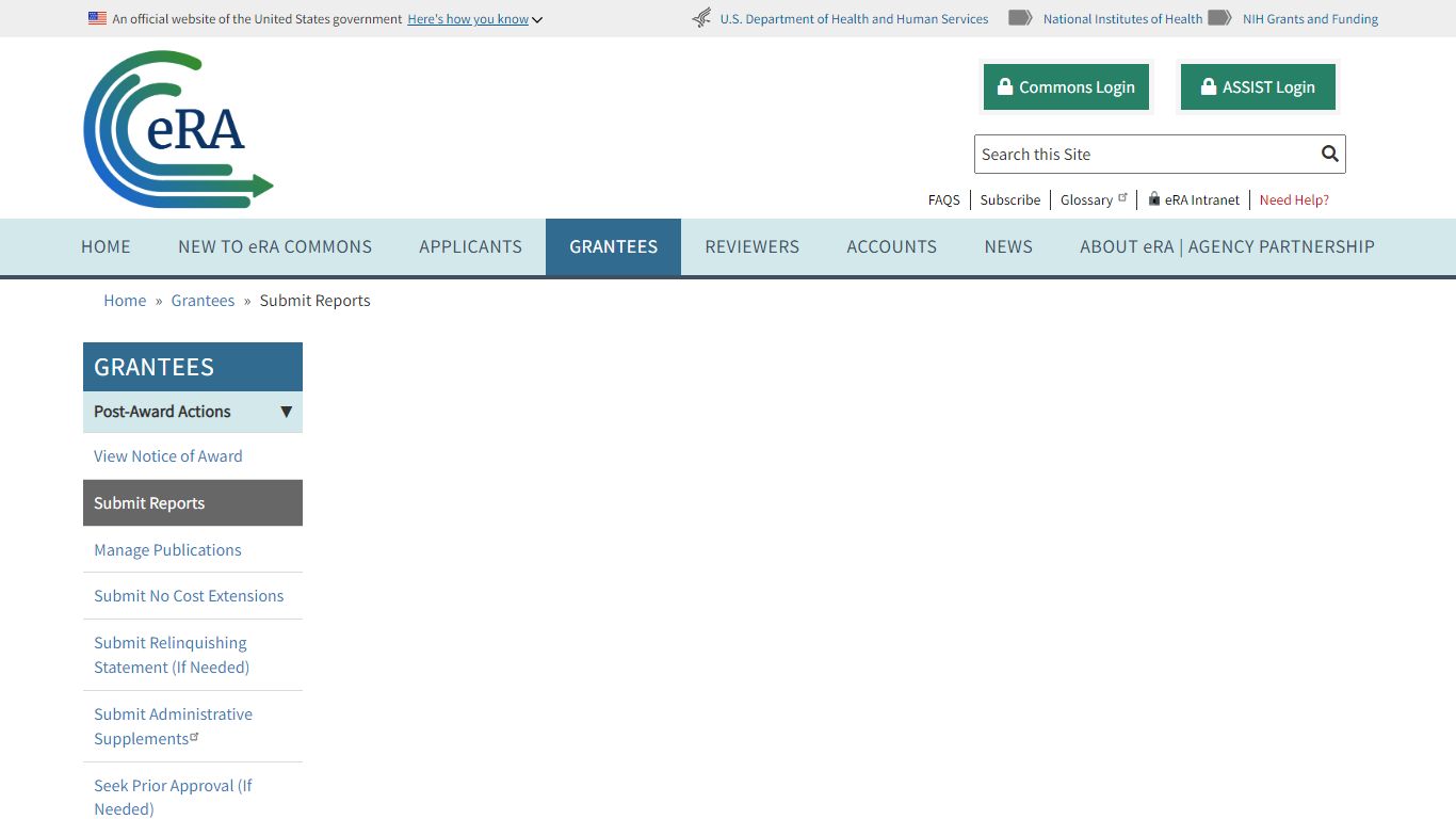 Submit Reports | eRA - National Institutes of Health