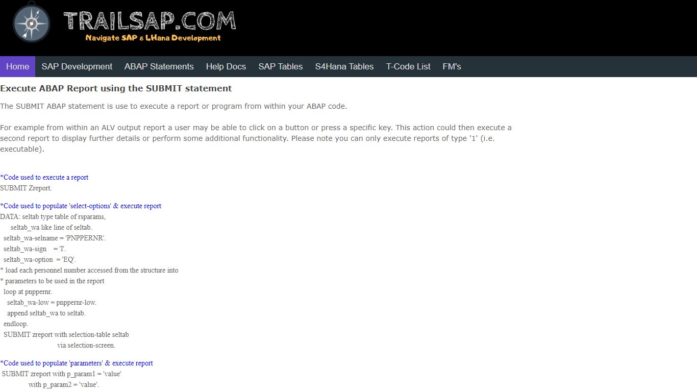 SUBMIT ABAP Report in SAP - Navigating SAP & 4Hana